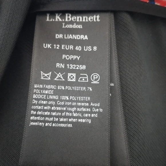 L.K. Bennett London Poppy Classic V Neck Dress 8 - Picture 12 of 12